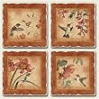 Assorted Coaster set~ Hummingbird on Silk ~4 Tumbled Tile Drink Coasters ~ code 510