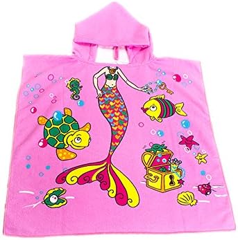 SFamily Kid Hooded Bath Towel Children Microfiber Bathrobe Cape Cloak (Mermaid)