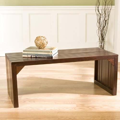 SEI Espresso Slatted Sitting Bench/Coffee Table
