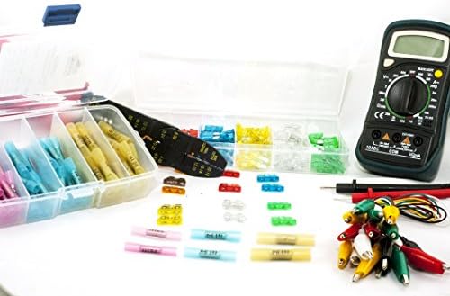 Dynamic Automotive Supplies 75pc Waterproof electrical heat shrink butt connector crimping tool wire strippers Plus a Digital Multi Meter 10-26AWG Test Leads and a 120pc Fuse Kit.