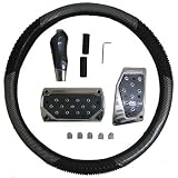 Carbon Fiber Steering Wheel Cover Pedals Shift Knob - A