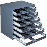 Durham 308-95 Gray Cold Rolled Steel Easy Glide Slide Rack for 6 Small Metal Compartment Boxes, 15-1/4" Width x 16-3/8" Height x 11-3/4" Depth