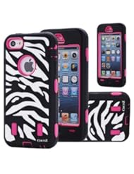Cocoz? Deluxe Printed Hard Soft High Impact Hybrid Case Combo for Apple Iphone 5c , (Iphone 5c, Zebra Hot Pink)--0001
