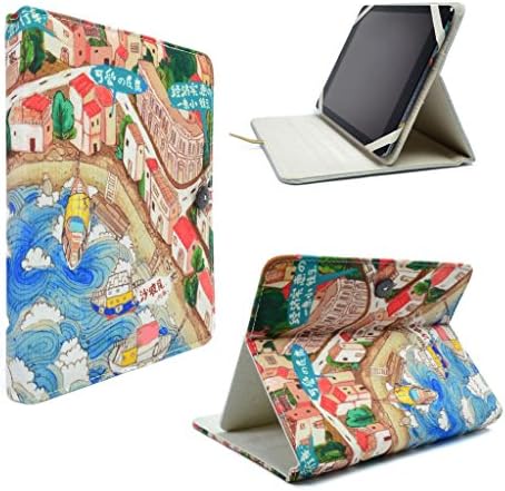 TaylorHe KEKEZI Collection Beautiful Hand Drawn Seaside Map Cover for iPad Air / iPad Air 2 / Samsung Galaxy Tab 3 10.1 Folio Case 3 Level Stand Padded Canvas Beautiful Prints