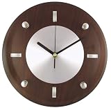 Timekeeper Products LLC 11-Inch Round Brown and Silver Wall Clock