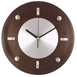 Timekeeper Products LLC 11-Inch Round Brown and Silver Wall Clock