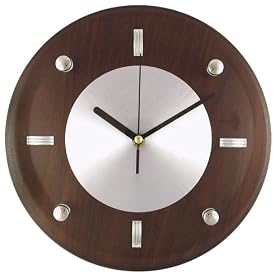 Timekeeper Products LLC 11-Inch Round Brown and Silver Wall Clock
