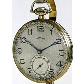 #W9 Illinois Antique Pocket Watch 12 Size 17 Jewels Fancy Gold Filled Case ca 1923