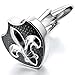 INBLUE Men's 2 PCS Rhodium Plated Enamel Cufflinks Silver Tone Black Knight Fleur De Lis Shield Shirt Wedding Business 1 Pair Set