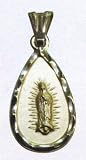 Guadalupe and Guardian Angel 10KT Gold Baptism Medal, 12 x 8 mm, with 14KT Gold Chain, in Deluxe Gift Box