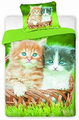 Little Kitten Animal Single Twin Comforter Duvet Cover Bed Linen Set 100% Cotton