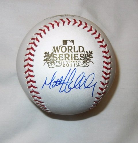Matt Holliday Autographed Official 2011 World Series Baseball W/PROOF, Picture of Matt Signing For Us, St. Louis Cardinals, 2011 World Series, Colorado Rockies