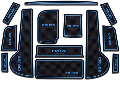 13 PCS Blue and Black Rubber Non-slip Interior Door Mat Cup Mat for Chevrolet Cruze 2015