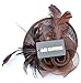Womens Feather Mesh Fascinator Hat with Headband Brown