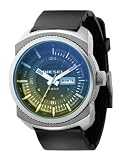 Image of Diesel DZ1261 Gents Black Dial Black Rubber Strap Blue Yellow Glass Watch