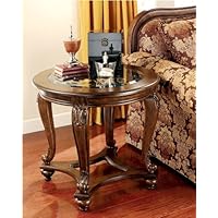 Norcastle Round End Table by Ashley - Natural Wood (T499-6)
