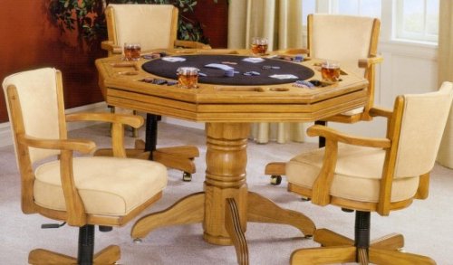5 Piece Classic Oak Game Table Set