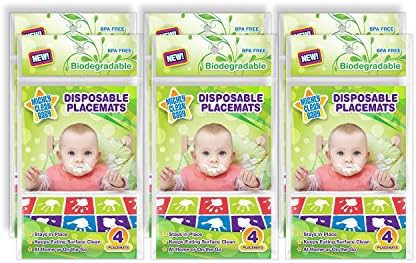 Mighty Clean Baby Disposable Placemats 24 Counts (6 Packages of 4 Placemats) - BPA Free Changing Table Topper - Eco Friendly and Clean for Indoor and Outdoor - Best Buy for Toddlers and Kids