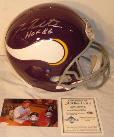Fran Tarkenton Autographed/Hand Signed Minnesota Vikings Full Size Replica Football Helmet with HOF