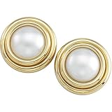14K Yellow Gold Mabe Cultured Pearl Earrings - 15.00mm