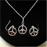 Peace Sterling Silver Pendant, Necklace, and Earrings Set