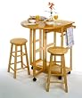 Winsome 89332 Space Saver Drop Leaf Breakfast Bar With Stools-natural