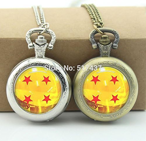 Pretty Lee Dragonball Z Watch Necklace Glass Cabochon Locket Necklace Vintage Pocket Watch Necklace Silver