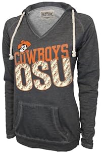 NCAA Oklahoma State Cowboys Women's Sassy V-Neck Pullover, Lt. Charcoal, Small