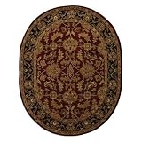 Safavieh Heritage Collection HG628C Handmade Burgundy and Black Hand-Spun Wool Area Rug, 6-Feet, Round