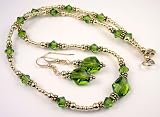 3 Piece Set in Gold - Olivine (Peridot) - August Birthstone 14K Gold Filled Swarovski Crystal Beaded Necklaces by Gemstone Gifts Handmade Jewelry