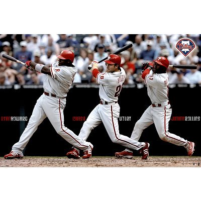 (24x36) Philadelphia Phillies Ryan Howard, Chase Utley, Jimmy Rollins Sports Poster Print