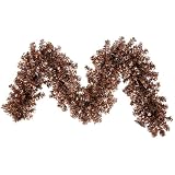 Pack of 2 Pre-Lit Mocha Wide Cut Laser Tinsel Christmas Garlands 9' x 14