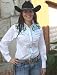 Blue Flower with Rhinestones Shirt White Large