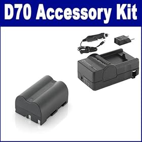 Nikon D70 Digital Camera Accessory Kit includes: SDENEL3A Battery, SDM-135 Charger