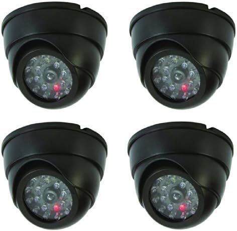 Texas Wholesale 4 Dummy Security Cameras Fake Dome Surveillance Cameras Simulated Infrared LEDs with Flashing Light