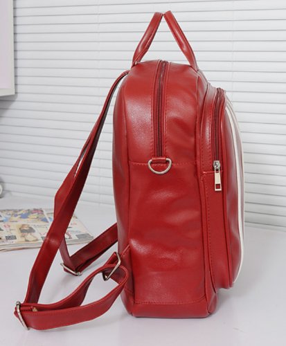 Big Mango Fashion New Girls Bag Outdoor Backpack Stripes Bag Schoolbag for Magazine ipad Cellphone Pocket Money Makeup Cloth (Red)