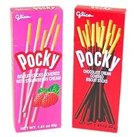 Glico Pocky 1.41 Oz Mix Package (Strawberry Pocky, Chocolate Pocky one each)