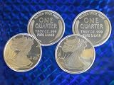 Silver ROUND 1 oz. Lot .999 Silver Bullion (4) 1/4 Troy Ounce Walking Liberty Rounds