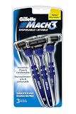 Gillette Mach3 Disposable Smooth Shave, 3-Count (Pack of 2)