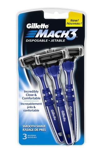 Gillette Mach3 Disposable Smooth Shave, 3-Count (Pack of 2)