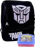 Transformers Double Zip Black Lunch Bag & Sandwich Container