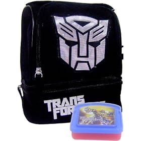 Transformers Double Zip Black Lunch Bag & Sandwich Container