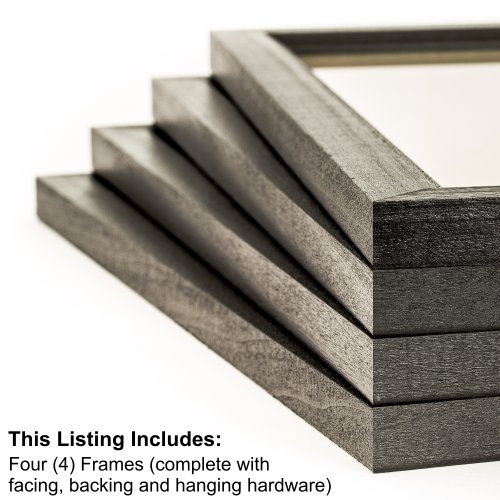 Craig Frames 7171610BK 8.5 by 11-Inch Picture Frame 4-Piece Set, Solid Wood, .84-Inch Wide, Black