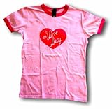 I Love Lucy Distressed Heart Logo Women's Babydoll Ringer Tee Shirt