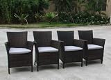 Four Milano Rattan/Wicker Armchairs with Free Cushions
