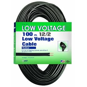 Coleman Cable 09513 12/2 Low Voltage Direct Burial Garden Light Cable, Black, 100-Feet