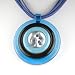Round Murano Glass Pendant - Lucia Blue/Black