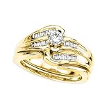 14K Yellow Gold 1/2 ct. Diamond Bridal Engagement Set