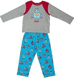 from Mini ZZZ Mini ZZZ Retro Robot Knit Top/ Flannel Pant Pyjamas (Grey Marle/ Aqua, 18 - 24 Months) (Model W11223-2)