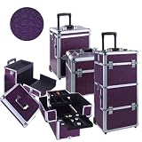 Valise Trolley XXL coiffure et esthétique Croco Prune
